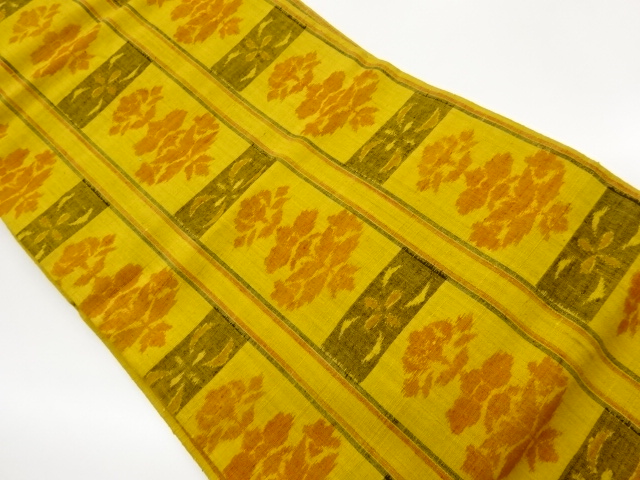 JAPANESE NAGOYA OBI / TSUMUGI / WOVEN FLORAL PLANTS